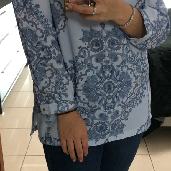 Blue Long Sleeve Printed Blouse Paraphrase - Picture 3 of 7